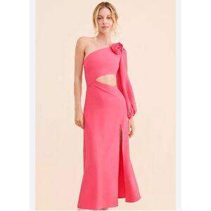 Laagam Free People Pink Candela One Shoulder Cutout Maxi Dress XL